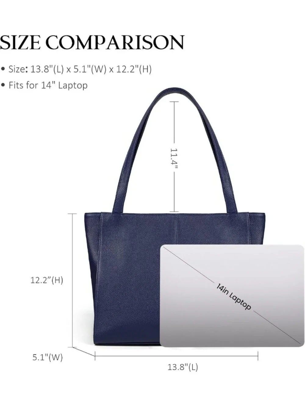 Genuine Leather Tote Bag for Women | Padded Laptop Compartment, Multi-Pockets